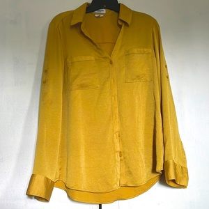 Express button down gold blouse